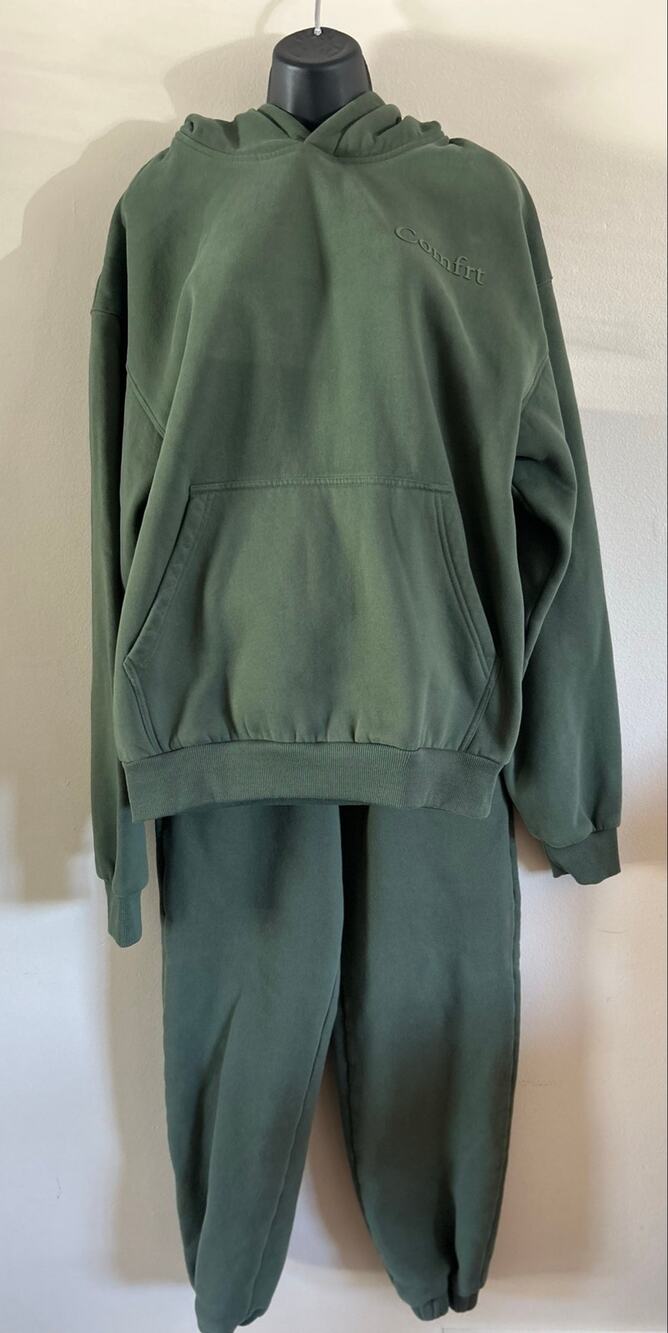 Comfrt Signature Hoodie Sweatpants Set Green Small Oversized